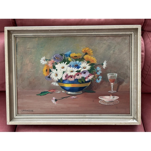 58 - Oil on Board Still Life Painting Signed 'I. Mparounas' (57 x 42cm)