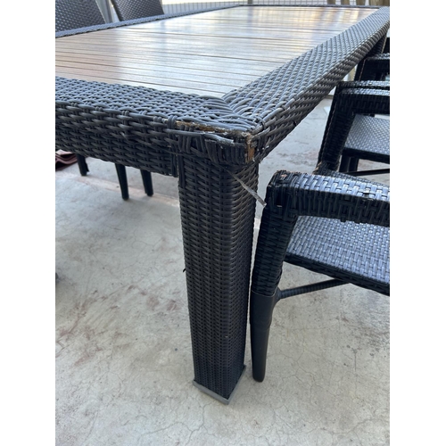 564 - Garden Rattan Table with 6 Chairs (A/F - Needs Attention)