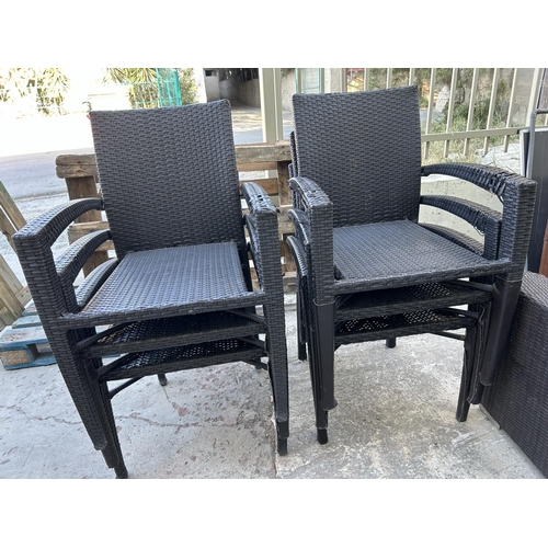 564 - Garden Rattan Table with 6 Chairs (A/F - Needs Attention)