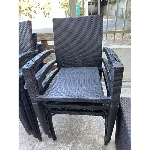 564 - Garden Rattan Table with 6 Chairs (A/F - Needs Attention)