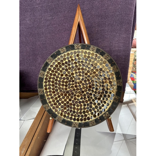 30 - Mosaic Art Large Decorative Plate on Wooden Display Stand (31cm Diameter)