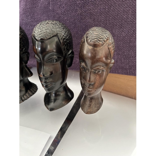 225 - Collection of 4 Wooden African Busts