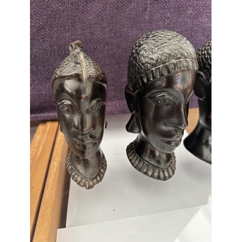 225 - Collection of 4 Wooden African Busts