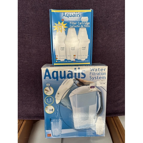 486 - Aqualis Water Filtration System with Pack of 3 Filter Cartridges, in Box