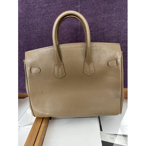 520 - Ladies Dark Beige Leather Handbag