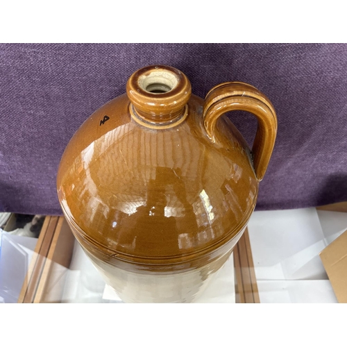 62 - Large Vintage Stoneware Salt Glaze Cider Bottle by Pearsons of Chesterfield (50cm H.)