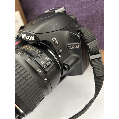 84 - Nikon D3200 Digital SLR Camera with 55-200 and 18-55 Lens, x2 Batteries