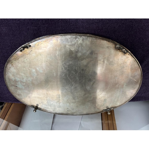 88 - Antique Victorian Silver on Copper Large Footed Serving Tray (58cm W.)