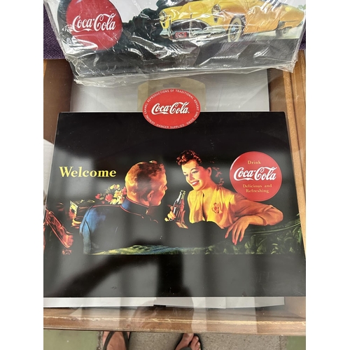 89 - x2 Coca-Cola Retro Adverts and x2 Coca-Cola Trays