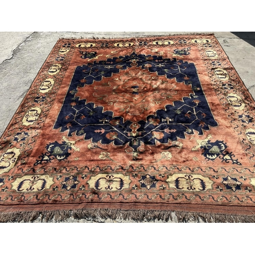 92 - Persian Hand Made Wool and Silk Large Carpet (270 x 244cm)