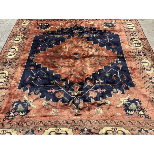 92 - Persian Hand Made Wool and Silk Large Carpet (270 x 244cm)