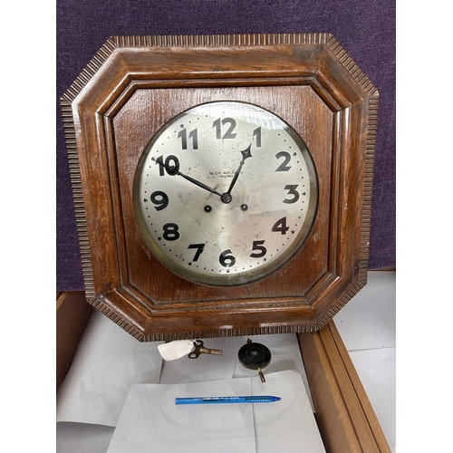 97 - Large Vintage Junghans Wall Clock Made in Germany with Key (Working but Needs Attention)