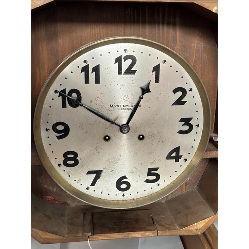 97 - Large Vintage Junghans Wall Clock Made in Germany with Key (Working but Needs Attention)