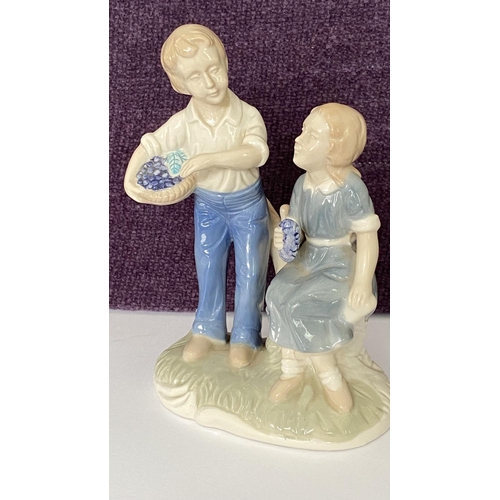 179 - Limoges Porcelain Figurine of Boy and Girl Made in Italy (17cm H.)