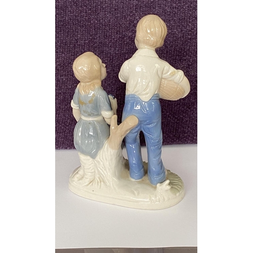 179 - Limoges Porcelain Figurine of Boy and Girl Made in Italy (17cm H.)