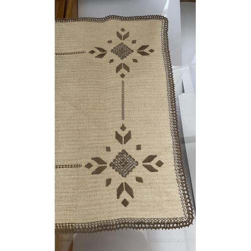 194 - Qty of Traditional Cypriot Handmade Lefkaritika Linen Embroideries with Beige and Brown Design Incl.... 