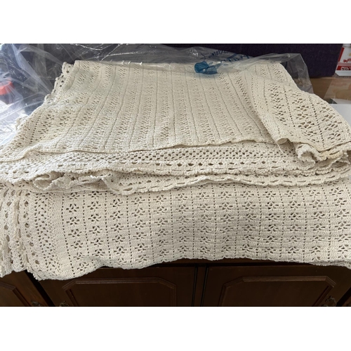 234 - Large Hand Made Traditional Cyprus Crochet Bed Cover (230 x 250cm) - Taken Back on 10/6/2024