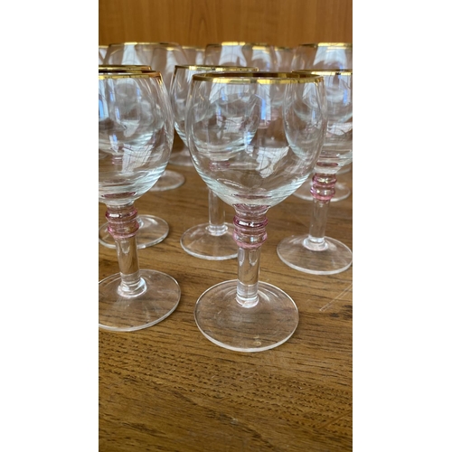 229 - Modern Fine Quality Crystal Glasses with Gold Rim (x35pcs)