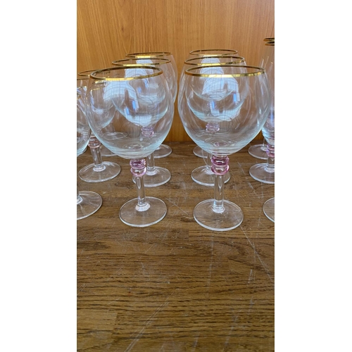 229 - Modern Fine Quality Crystal Glasses with Gold Rim (x35pcs)