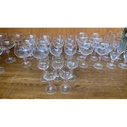 229 - Modern Fine Quality Crystal Glasses with Gold Rim (x35pcs)