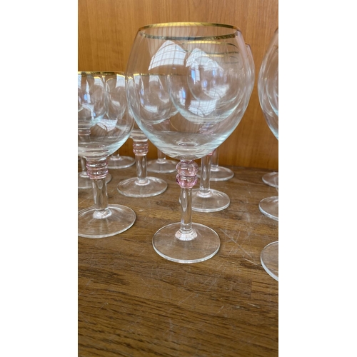 229 - Modern Fine Quality Crystal Glasses with Gold Rim (x35pcs)