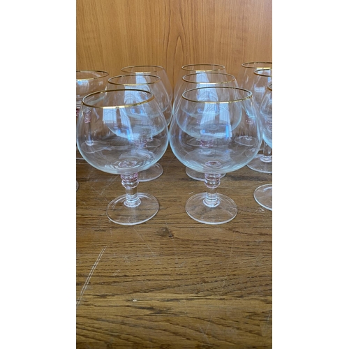 229 - Modern Fine Quality Crystal Glasses with Gold Rim (x35pcs)