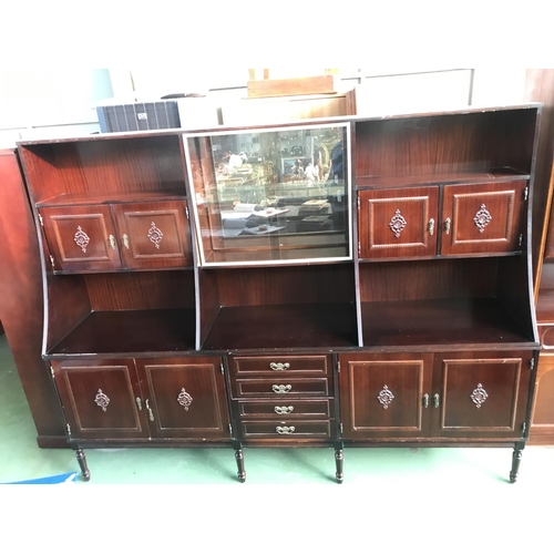 499 - Large Vintage Mahogany Buffet Unit/Display Cabinet (240 W. x 53 D. x 187cm H.)