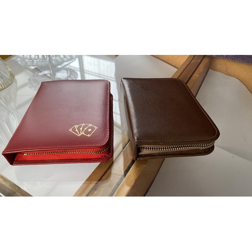 105 - x2 Red and Brown Cases with Playing Cards and Score Pads ( unused )