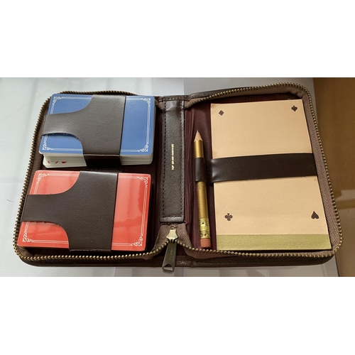 105 - x2 Red and Brown Cases with Playing Cards and Score Pads ( unused )