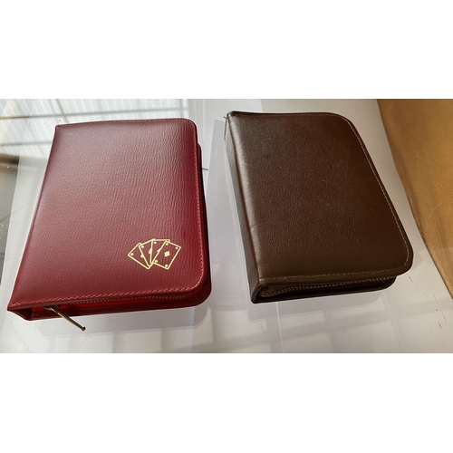 105 - x2 Red and Brown Cases with Playing Cards and Score Pads ( unused )