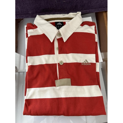 129 - Adidas Red and White Polo Shirt Size Medium (Unused)