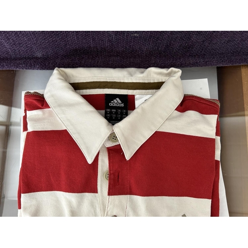 129 - Adidas Red and White Polo Shirt Size Medium (Unused)