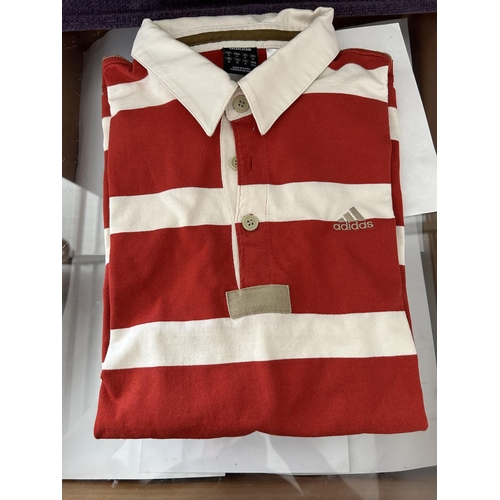 129 - Adidas Red and White Polo Shirt Size Medium (Unused)