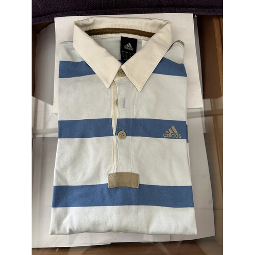 130 - Adidas Blue and White Polo Shirt Size Medium (Unused)