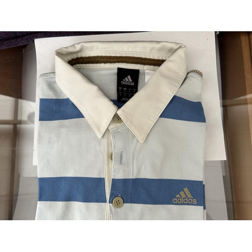 130 - Adidas Blue and White Polo Shirt Size Medium (Unused)