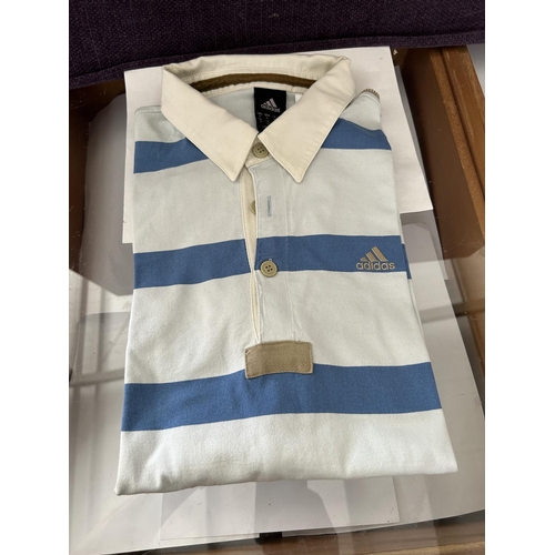 130 - Adidas Blue and White Polo Shirt Size Medium (Unused)