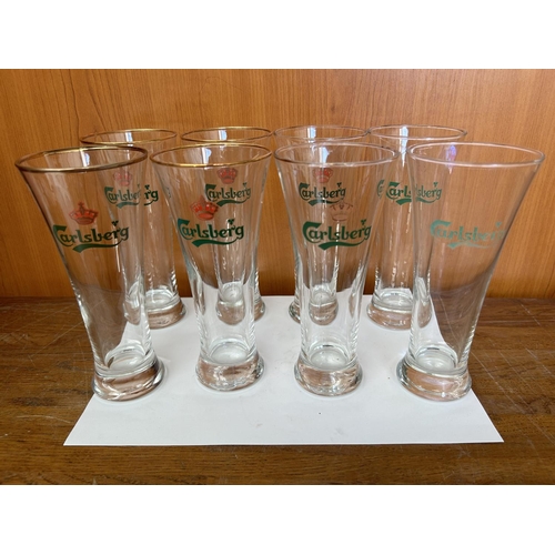 24 - Set of 6+2 Carlsberg Half Pint Glasses