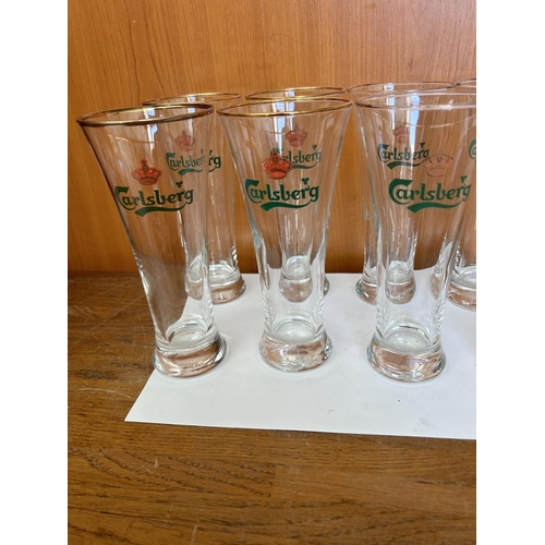 24 - Set of 6+2 Carlsberg Half Pint Glasses