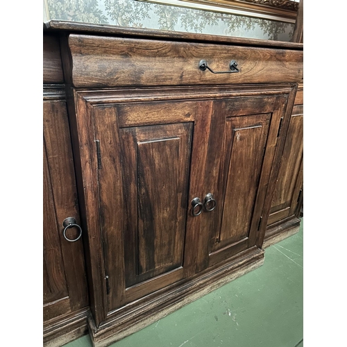 38A - Rustic 4-Door Sideboard with 3 Top Drawers in Solid Teak Wood (150 W. x 44 D. x 89cm H.)