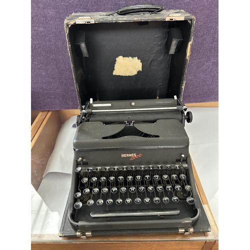 4 - Antique Hermes Typewriter in Original Wooden Case