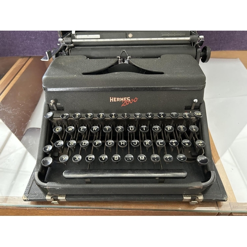 4 - Antique Hermes Typewriter in Original Wooden Case