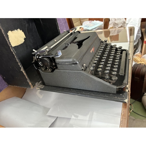 4 - Antique Hermes Typewriter in Original Wooden Case