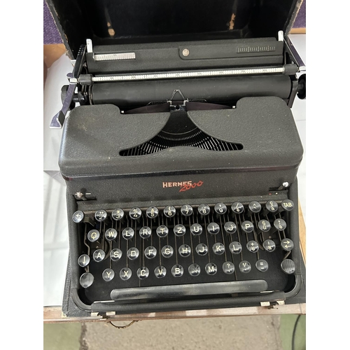 4 - Antique Hermes Typewriter in Original Wooden Case