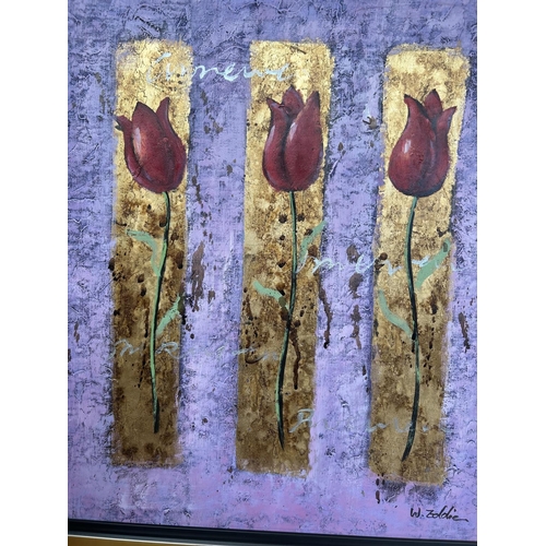 86 - 'W.Eddie' Tulips Painting on Board, Framed (58 x 69cm)