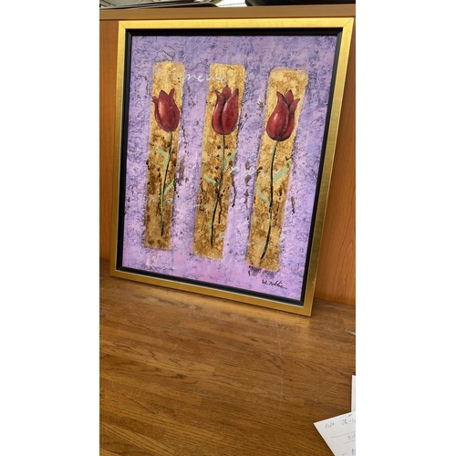 86 - 'W.Eddie' Tulips Painting on Board, Framed (58 x 69cm)