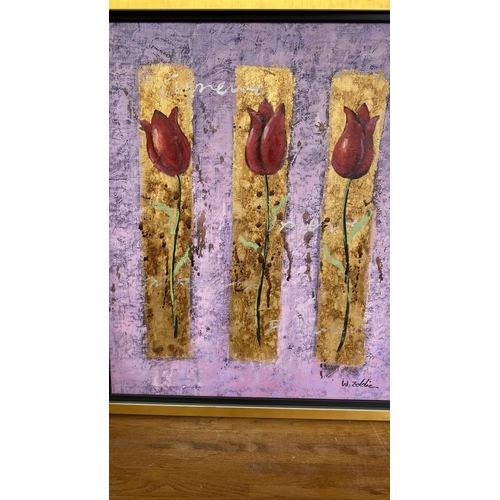 86 - 'W.Eddie' Tulips Painting on Board, Framed (58 x 69cm)