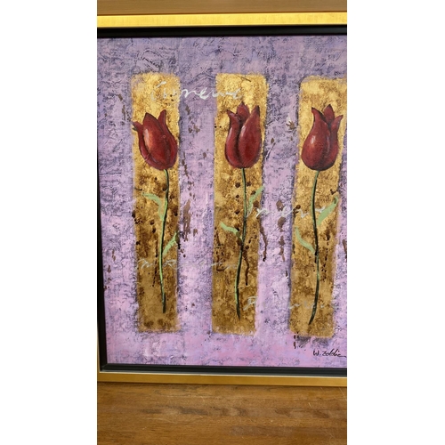 86 - 'W.Eddie' Tulips Painting on Board, Framed (58 x 69cm)