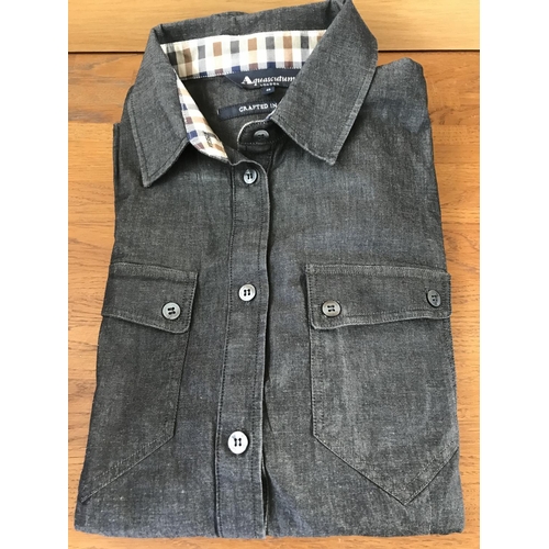 35 - Aquascutum Black Denim Ladies Shirt Size 40 Reg. (Unused)