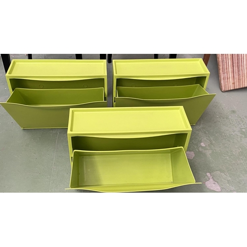 48 - x3 Wall Hanging Green Shoe Boxes