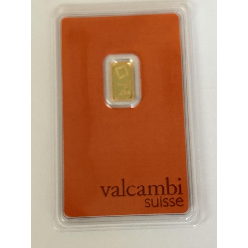 66 - Valcambi Switzerland x1 Gram Gold Bar Numbered AA455162